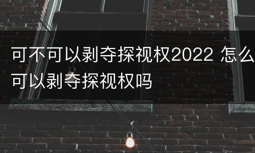 可不可以剥夺探视权2022 怎么可以剥夺探视权吗