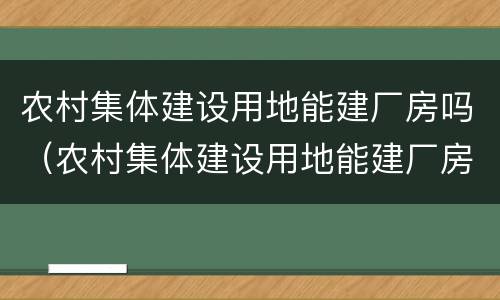 农村集体建设用地能建厂房吗（农村集体建设用地能建厂房吗现在）