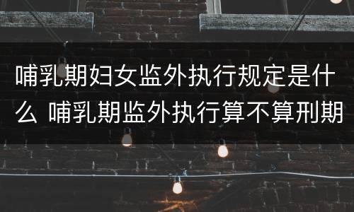 哺乳期妇女监外执行规定是什么 哺乳期监外执行算不算刑期