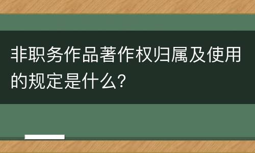 非职务作品著作权归属及使用的规定是什么？