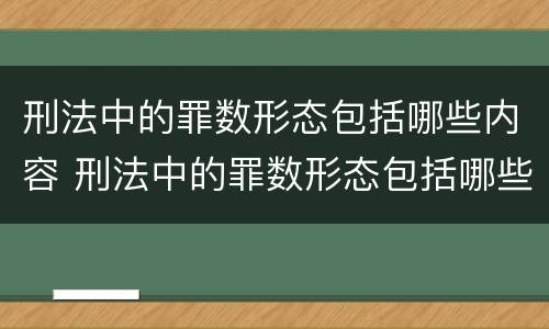 刑法中的罪数形态包括哪些内容 刑法中的罪数形态包括哪些内容和特征