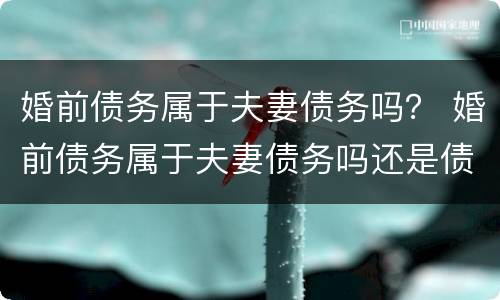 婚前债务属于夫妻债务吗？ 婚前债务属于夫妻债务吗还是债务
