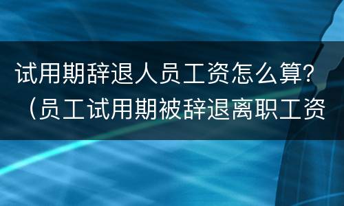 试用期辞退人员工资怎么算？（员工试用期被辞退离职工资怎么算）