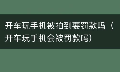 开车玩手机被拍到要罚款吗（开车玩手机会被罚款吗）