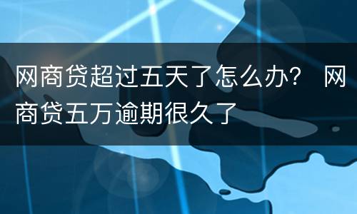 网商贷超过五天了怎么办？ 网商贷五万逾期很久了