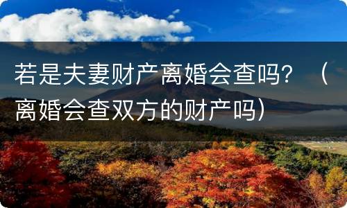 若是夫妻财产离婚会查吗？（离婚会查双方的财产吗）