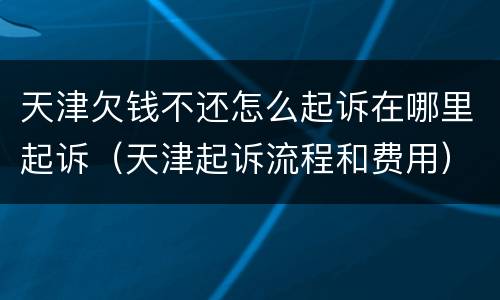 天津欠钱不还怎么起诉在哪里起诉（天津起诉流程和费用）