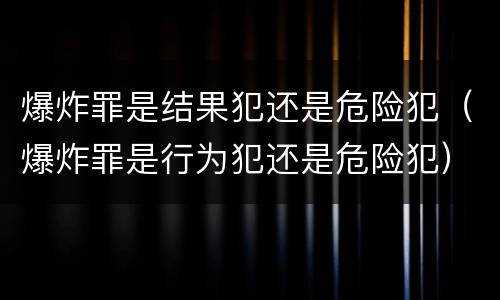 爆炸罪是结果犯还是危险犯（爆炸罪是行为犯还是危险犯）