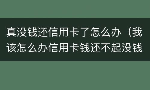 真没钱还信用卡了怎么办（我该怎么办信用卡钱还不起没钱）