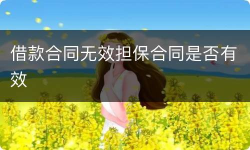 借款合同无效担保合同是否有效