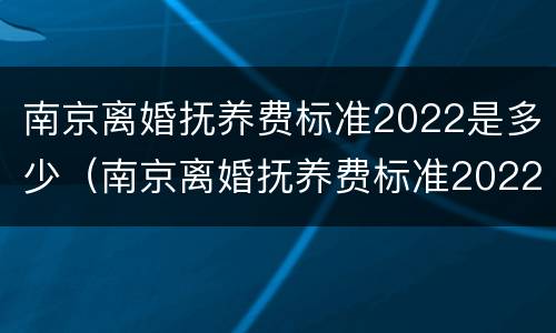 南京离婚抚养费标准2022是多少（南京离婚抚养费标准2022是多少钱）