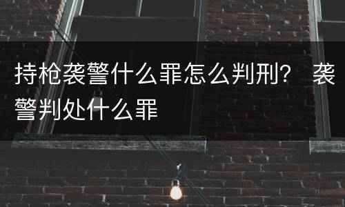 持枪袭警什么罪怎么判刑？ 袭警判处什么罪