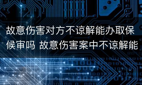 故意伤害对方不谅解能办取保候审吗 故意伤害案中不谅解能取保吗