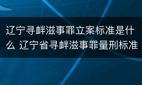 辽宁寻衅滋事罪立案标准是什么 辽宁省寻衅滋事罪量刑标准