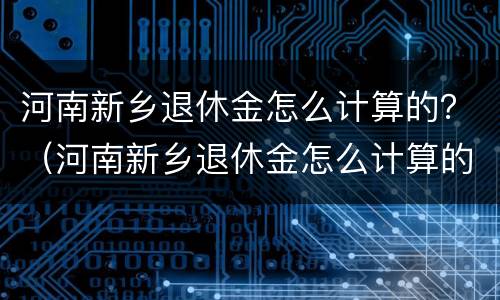 河南新乡退休金怎么计算的？（河南新乡退休金怎么计算的啊）