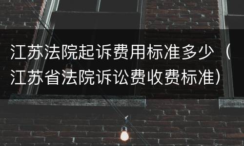 江苏法院起诉费用标准多少（江苏省法院诉讼费收费标准）