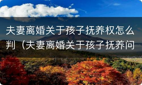 夫妻离婚关于孩子抚养权怎么判（夫妻离婚关于孩子抚养问题）