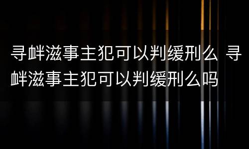 寻衅滋事主犯可以判缓刑么 寻衅滋事主犯可以判缓刑么吗