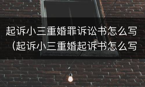 起诉小三重婚罪诉讼书怎么写（起诉小三重婚起诉书怎么写）