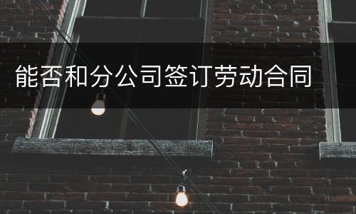 能否和分公司签订劳动合同