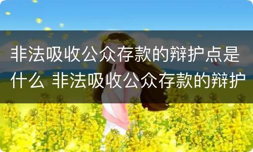 非法吸收公众存款的辩护点是什么 非法吸收公众存款的辩护点是什么意思