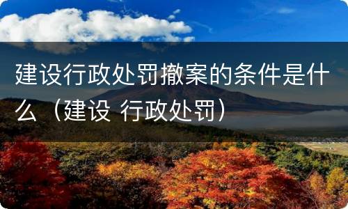建设行政处罚撤案的条件是什么（建设 行政处罚）