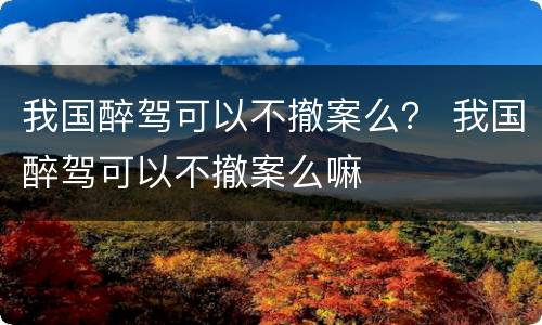 我国醉驾可以不撤案么？ 我国醉驾可以不撤案么嘛