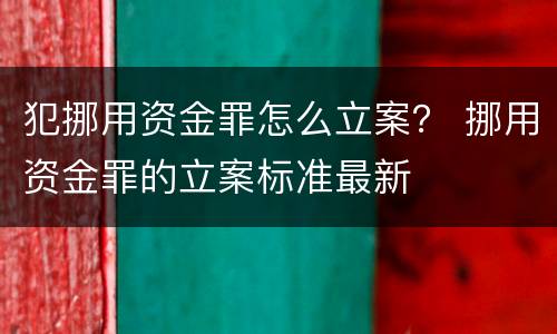 犯挪用资金罪怎么立案？ 挪用资金罪的立案标准最新