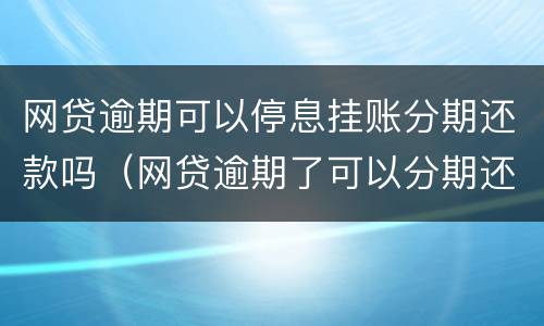 网贷逾期可以停息挂账分期还款吗（网贷逾期了可以分期还款吗）
