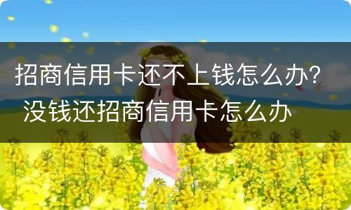 招商信用卡还不上钱怎么办？ 没钱还招商信用卡怎么办