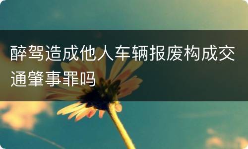 醉驾造成他人车辆报废构成交通肇事罪吗