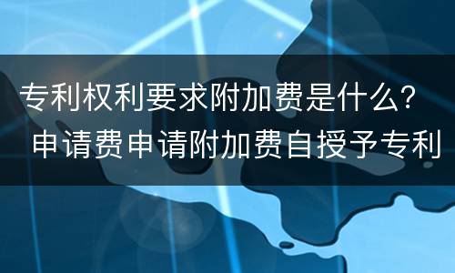 专利权利要求附加费是什么？ 申请费申请附加费自授予专利权