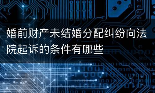 婚前财产未结婚分配纠纷向法院起诉的条件有哪些