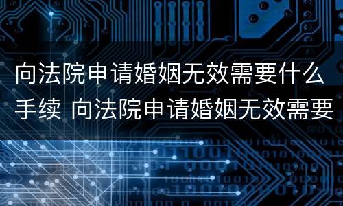 向法院申请婚姻无效需要什么手续 向法院申请婚姻无效需要什么手续和证件