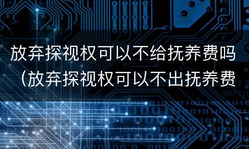 放弃探视权可以不给抚养费吗（放弃探视权可以不出抚养费吗）