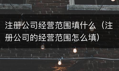 注册公司经营范围填什么（注册公司的经营范围怎么填）