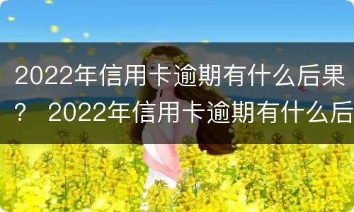 2022年信用卡逾期有什么后果？ 2022年信用卡逾期有什么后果