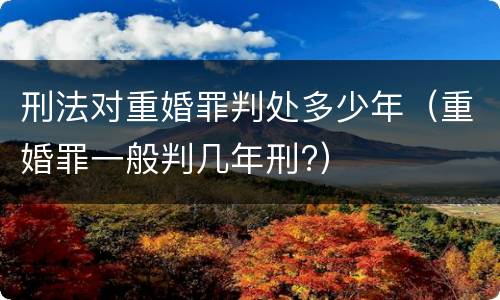 刑法对重婚罪判处多少年（重婚罪一般判几年刑?）
