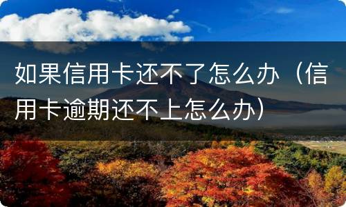 如果信用卡还不了怎么办（信用卡逾期还不上怎么办）