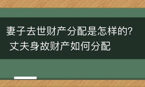 妻子去世财产分配是怎样的？ 丈夫身故财产如何分配