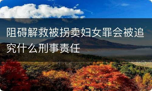 阻碍解救被拐卖妇女罪会被追究什么刑事责任
