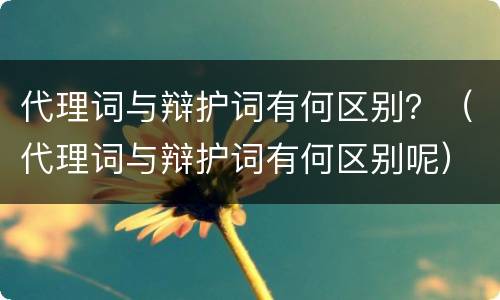 代理词与辩护词有何区别？（代理词与辩护词有何区别呢）