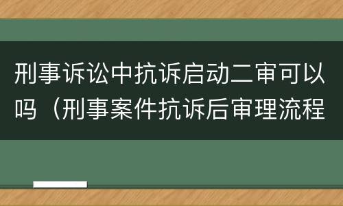 刑事诉讼中抗诉启动二审可以吗（刑事案件抗诉后审理流程）