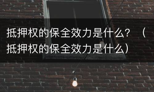 抵押权的保全效力是什么？（抵押权的保全效力是什么）