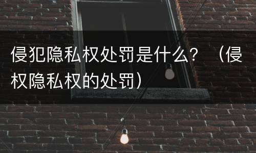 侵犯隐私权处罚是什么？（侵权隐私权的处罚）