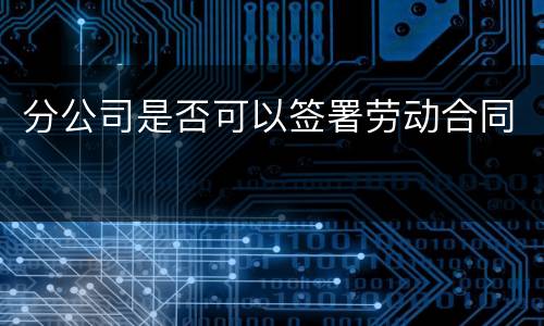 分公司是否可以签署劳动合同