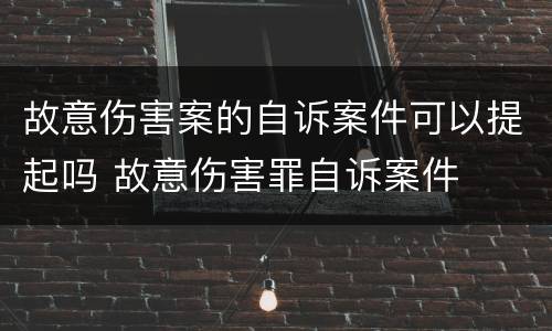 故意伤害案的自诉案件可以提起吗 故意伤害罪自诉案件
