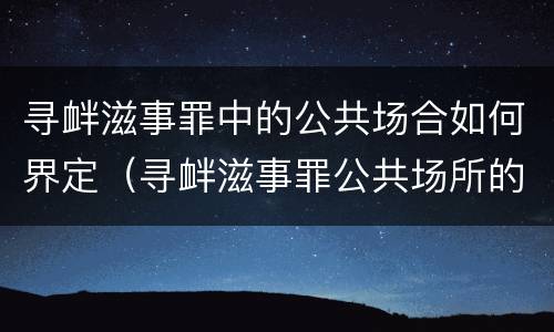 寻衅滋事罪中的公共场合如何界定（寻衅滋事罪公共场所的界定）