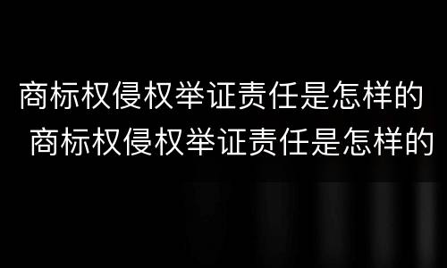 商标权侵权举证责任是怎样的 商标权侵权举证责任是怎样的