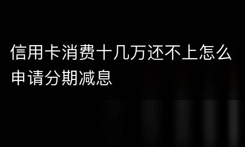 信用卡消费十几万还不上怎么申请分期减息